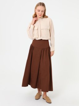 Büzgü Detaylı Acı Kahve Etek