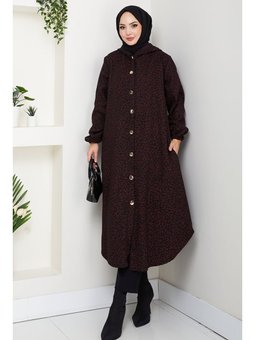 Dilra Kapüşonlu Kaşe Bordo Kap