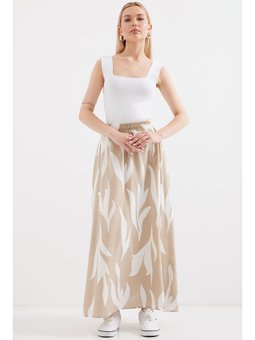 Desenli Uzun Bej Etek