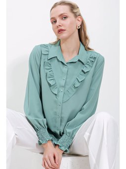 Fırfırlı Uzun Kol Çağla Gömlek
