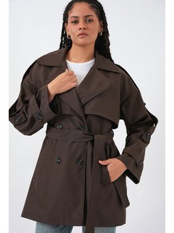 Kuşaklı Kısa A.kahve Trençkot