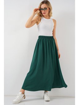 Uzun Ayrobin Zümrüt Yeşili Etek
