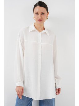 Uzun Oversize Beyaz Gömlek