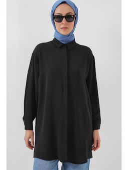 Uzun Siyah Gömlek Tunik