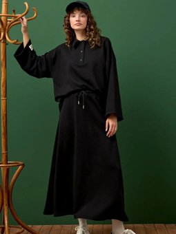 İplik Polo Yaka Body & Etek Siyah Takım