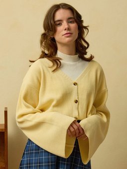 İspanyol Kol Triko Soft Sarı Hırka