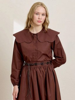 Papatya Yaka Crop Acı Kahve Gömlek