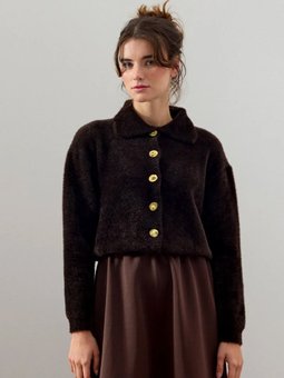 Polo Yaka Peluş Acı Kahve Hırka