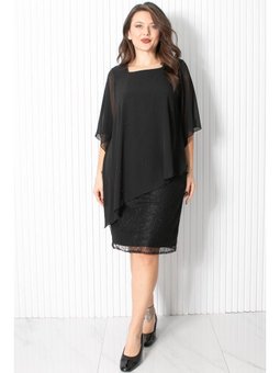 İncili Şifon Siyah Abiye Elbise