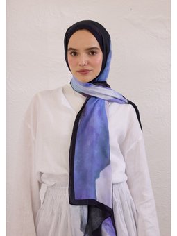 Color Waves Desen Rami Mavi Şal