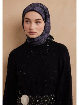 Freda Desen Pamuk İpek Mor Eşarp