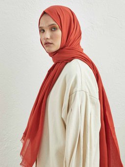 İnce Pamuk Vual Kırmızı Şal