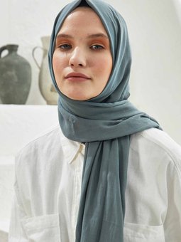 İnce Pamuk Vual Soğuk Gri Şal