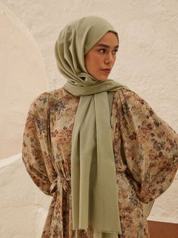 İnce Pamuk Vual Uçuk Yeşil Şal