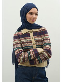 Kaşmir Dokulu Lacivert Şal