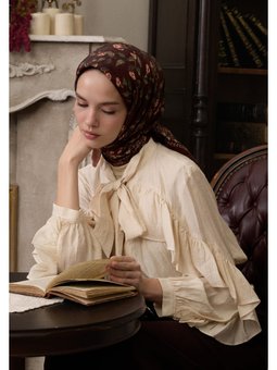 Leana Desen Pamuklu Viskon Bordo Eşarp