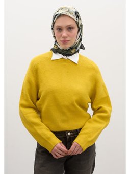 Lotus Desen Pamuklu Viskon Siyah Eşarp