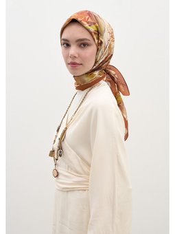 Nerıssa Desen Pamuklu Viskon Kiremit Eşarp
