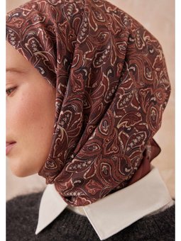 Paısley Desen Pamuk İpek Bordo Eşarp