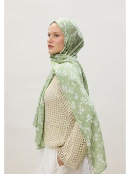 Papatya Desen Rami Açık Yeşil Şal