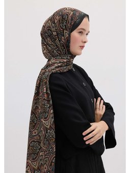 Vıntage Echo Desen Siyah Şal