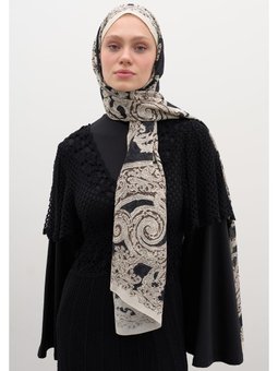 Wıld Paısley Desen Siyah Şal
