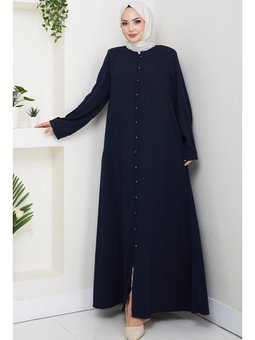 Kolu Pensli Düğmeli Lacivert Ferace