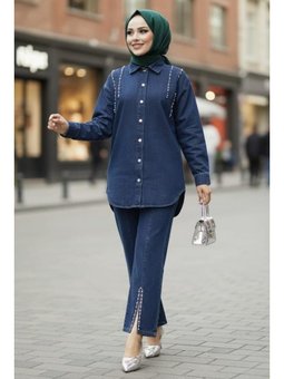 Ceket Pantolon İkili Kot Lacivert Takım