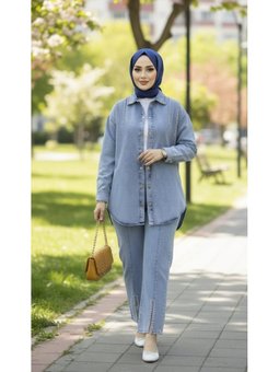 Ceket Pantolon İkili Kot Mavi Takım