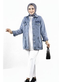 Cep Detaylı Denim Kot Mavi Ceket