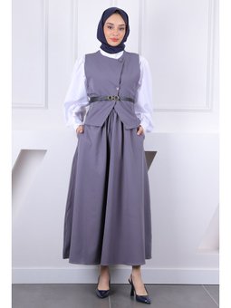 Füme Kemerli Yelek Etekli Takım