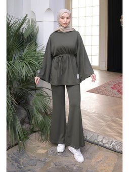Haki Armalı Tunik Pantolonlu Modal Takım