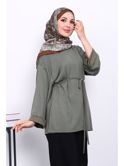 Haki Yanları Yırtmaçlı Bel İpli Tunik