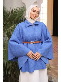 İndigo Kemerli Buklet Panço