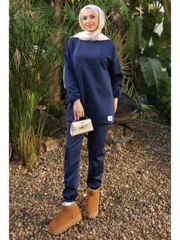 Lacivert Armalı Tunik Pantolonlu Takım