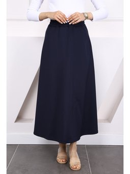 Lacivert Bel Lastikli Scuba Puf Etek