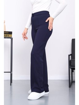 Lacivert Çimalı İspanyol Paça Pantolon