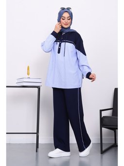 Lacivert Gömlek Garnili Pantolonlu Takım