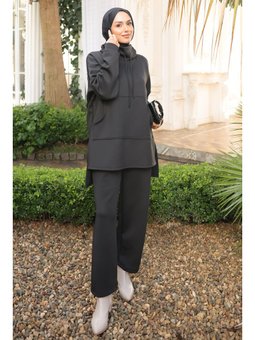 Siyah Cepli Tunik Pantolonlu Scuba Takım