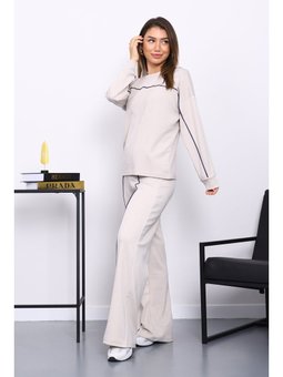 Taş Biye Detaylı Sweat Pantolonlu Takım