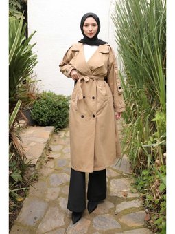 Vizon Kruvaze Yaka Astarlı Trençkot