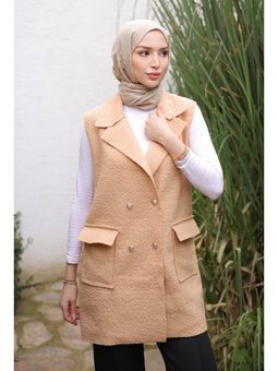 Vizon Kruvaze Yaka Cepli Buklet Yelek