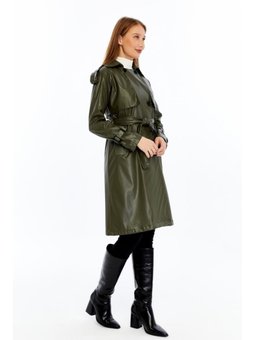 Reglan Kol Deri Trençkot/ceket Haki Trençkot