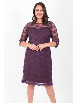 Büyük Beden Kısa Mürdüm Abiye Elbise