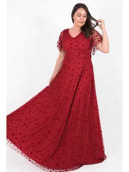 Büyük Beden Uzun Bordo Abiye Elbise