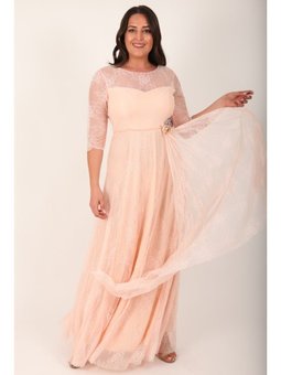 Büyük Beden Uzun Somon Abiye Elbise