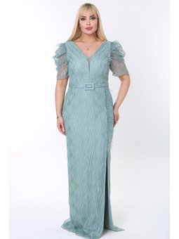 Büyük Beden Yeşil Elbisei Uzun Abiye Elbise Küf