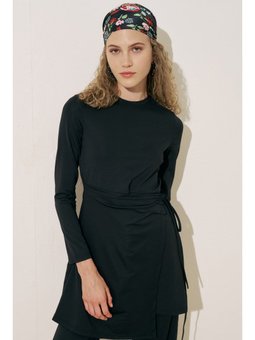 Anvelop Etekli Mayo Elbise Siyah Etek