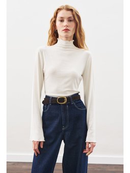 Balıkçı Yaka Ekru Bluz