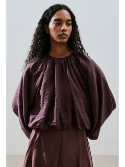 Balon Form Kısa Bordo Bluz